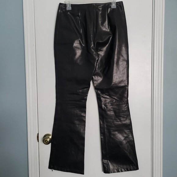 100% LEATHER Pants Womens Sz 6 Boot Cut, Zip front & Leg bottom Motorcycle - Picture 5 of 8